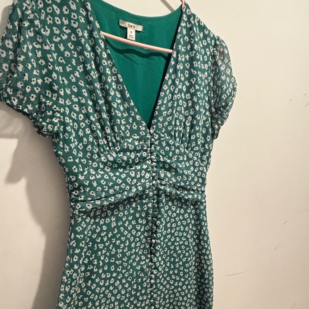 Bar III Green/Teal Dress with White Floral Pattern - Picture 4 of 5